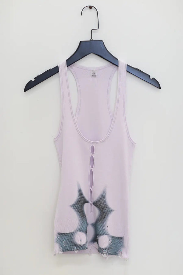 RUI printed hollow vest RSS24KN13 pink and purple print